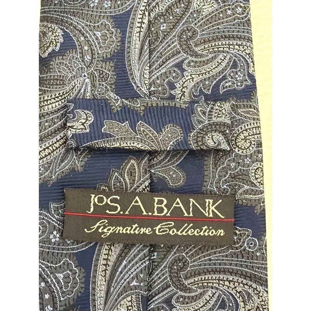 Jos. A. Bank Men’s Blue Paisley Silk Necktie <3 - Picture 2 of 4